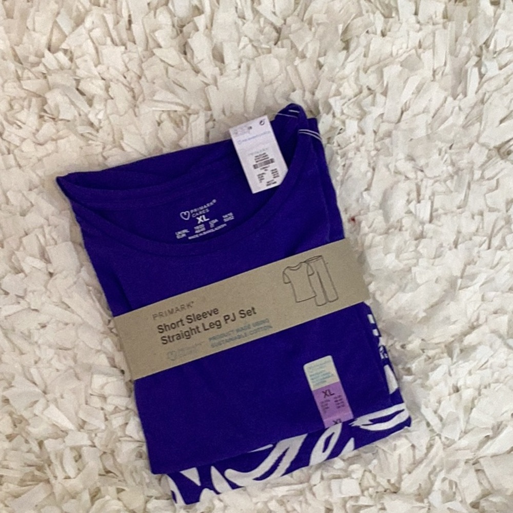 Purple Short Sleeve Straight Leg PJ Set